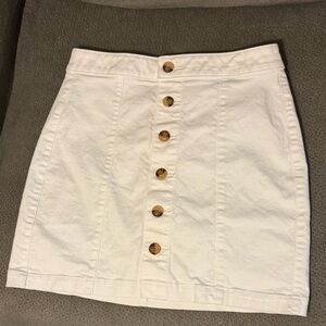 LOFT Cream Button-Up Mini Skirt